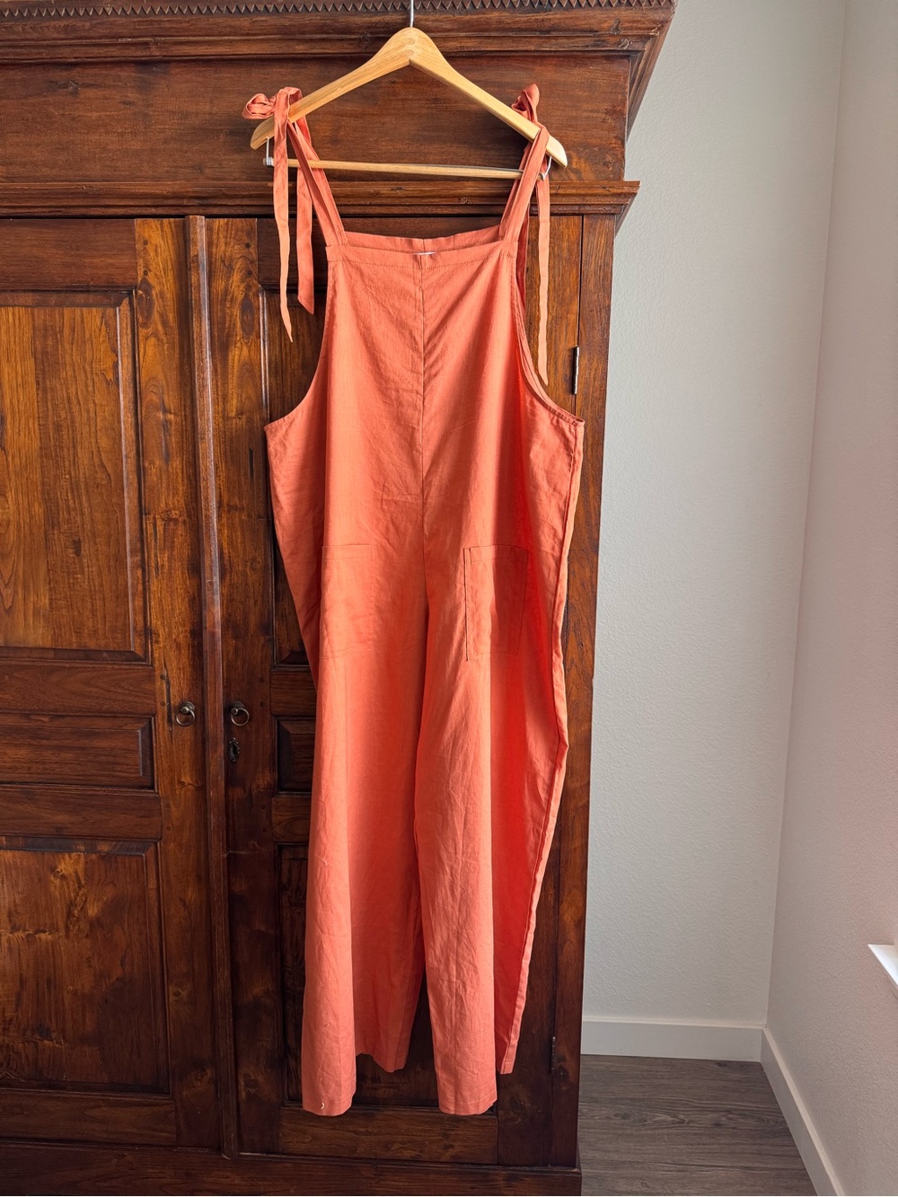 Shiny By Nature Linen Cotton Wide Leg Overalls Canyon Front Pockets XL
